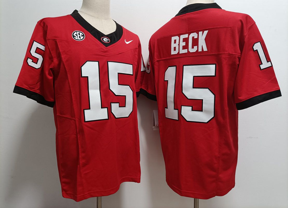 Men Georgia Bulldogs 15 Beck Red Nike 2025 NCAA Jersey